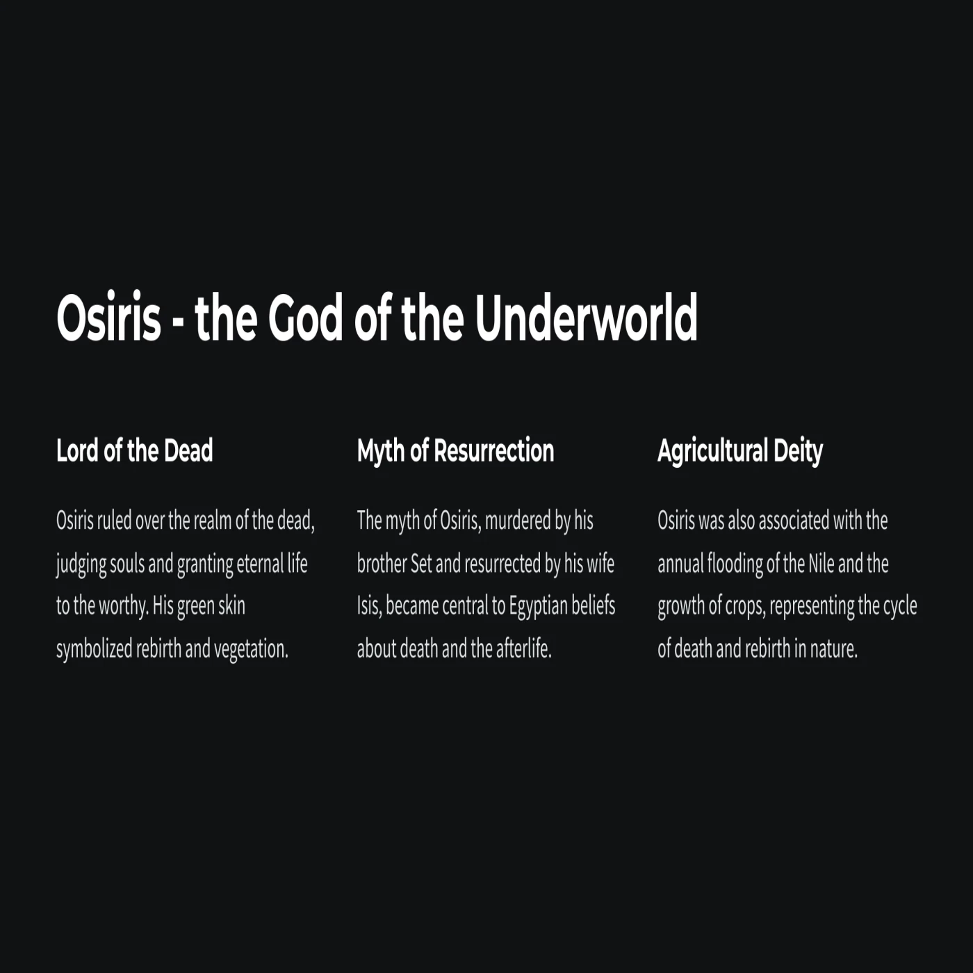 Osiris- the God of the Underworld